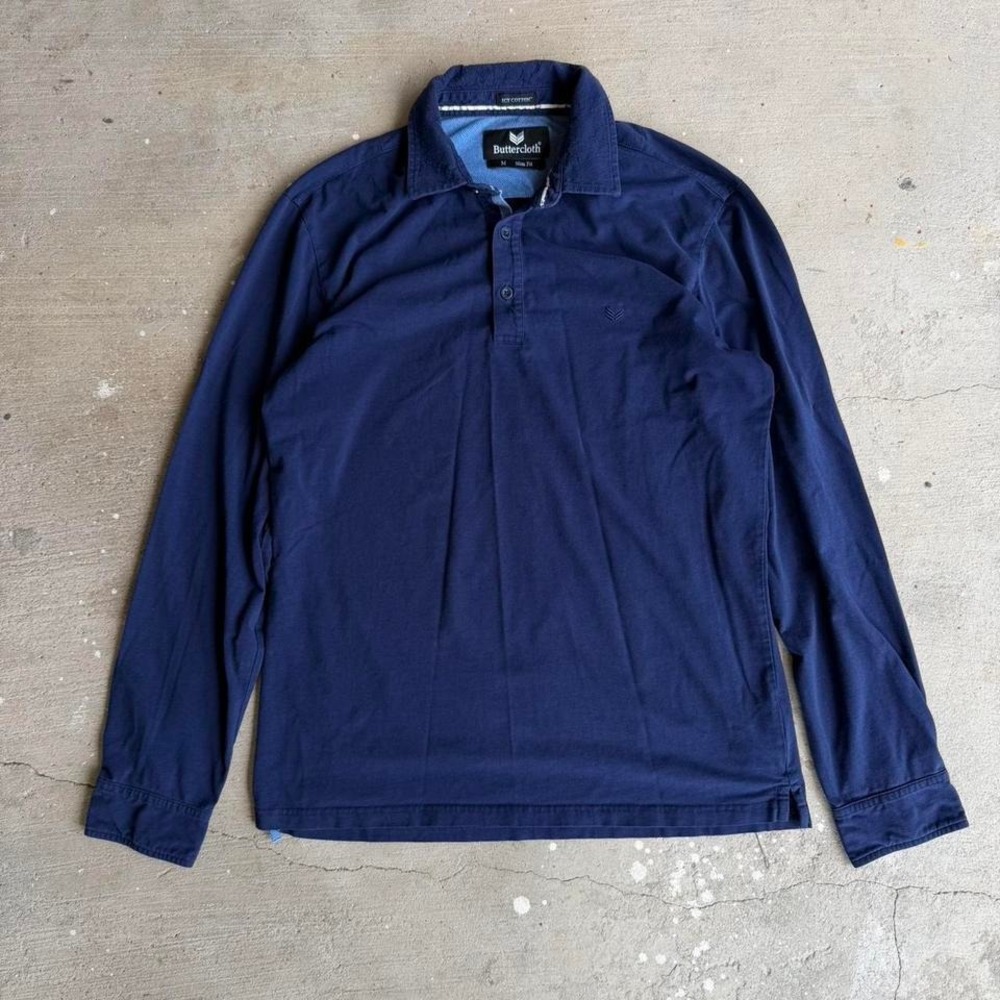 Navy blue Buttercloth long sleeve button up shirt‎ Size M